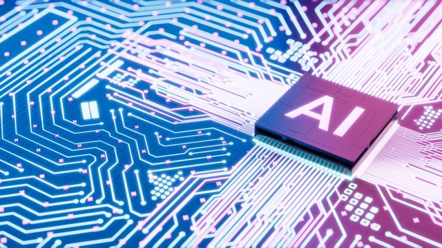 AI written on a computer chip. 