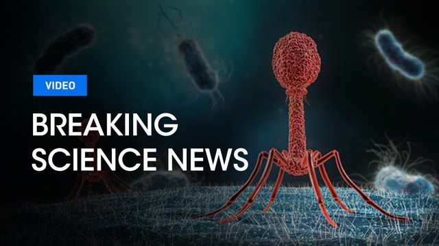 The TN Breaking Science News logo on top of a bacteriophage. 