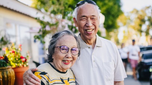 An old Asian couple. 